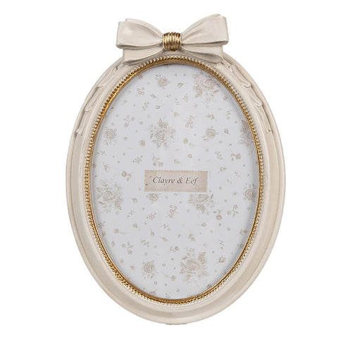 CLAYRE E EEF Cornice Porta foto con fiocco bianco e oro 16x3x22 cm / 13x18 cm
