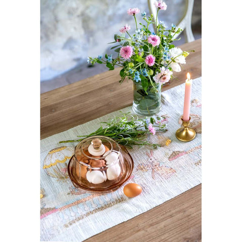 Blanc Mariclò Runner di Pasqua stampato e ricamato "Rococo" 45x150 cm