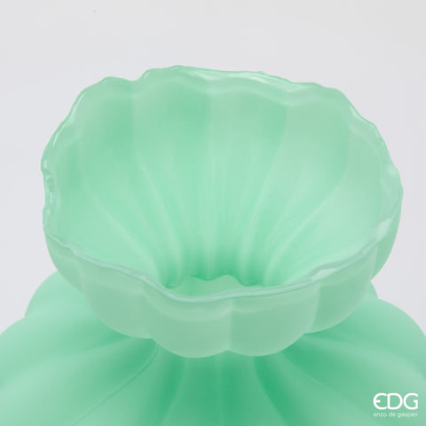Edg Enzo de Gasperi Vaso Flow Sinuoso in vetro opaco verde D26xH32 cm - Angelica Home Stabia