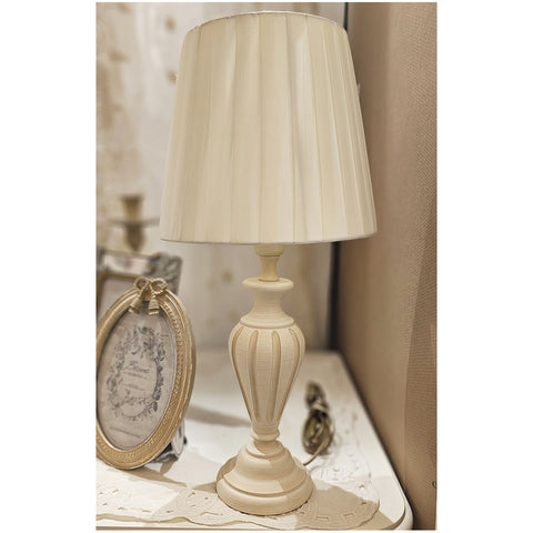 Lampe Brulamp en bois rayé ivoire avec abat-jour D20xH41 cm