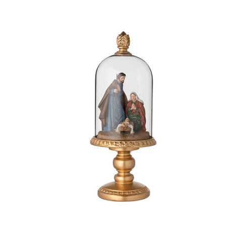 L'arte di Nacchi Decorazione Natività con Cupola Addobbo Natalizio resina e vetro D14 H36 cm