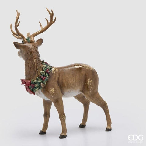 EDG Decoro renna con ghirlanda di natale in poliresina 44x19xH56 cm