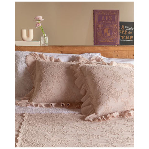 Chez Moi Cushion cover in lace and flounce Made in Italy "Etoile Corinzio" 30x50 cm 2 variants (1pc)