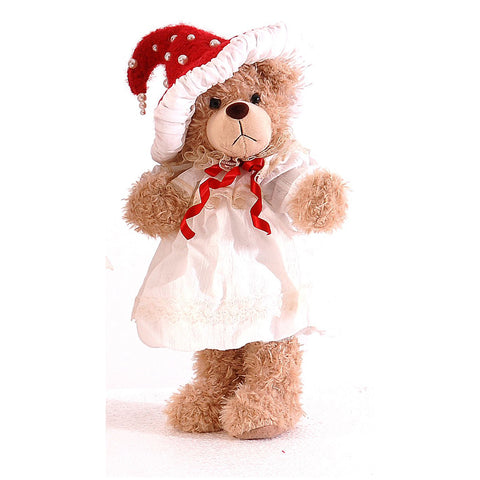 Vetur Orsetto Peluche di natale con vestito e cappello H41 cm