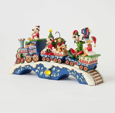 Enesco Mickey Mouse and Friends Christmas Figurine with LED Lights and Music, 10.6 x 42 x 22 cm