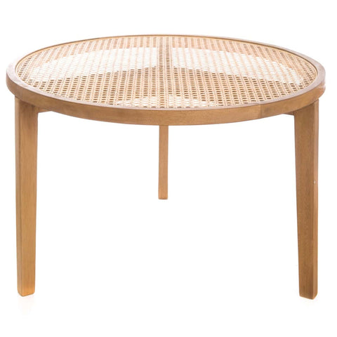 Blanc Mariclò Tavolino fumo in legno di bayur e paglia di Vienna "Euterpe" D75xH45 cm