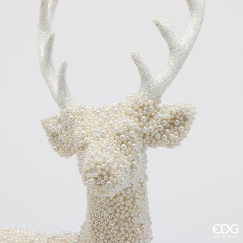 EDG Statuina natalizia Renna con perle bianco 36x21x54,5 cm