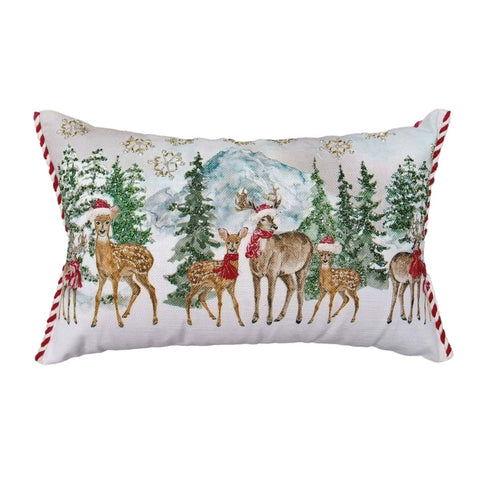 Coussin de Noël Blanc Mariclò avec renne 35x50 cm