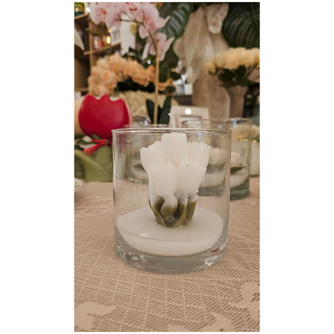 Cereria Parma Bicchiere medio con candela profumata tulipani D10xH10 cm 5 varianti(1 unità)