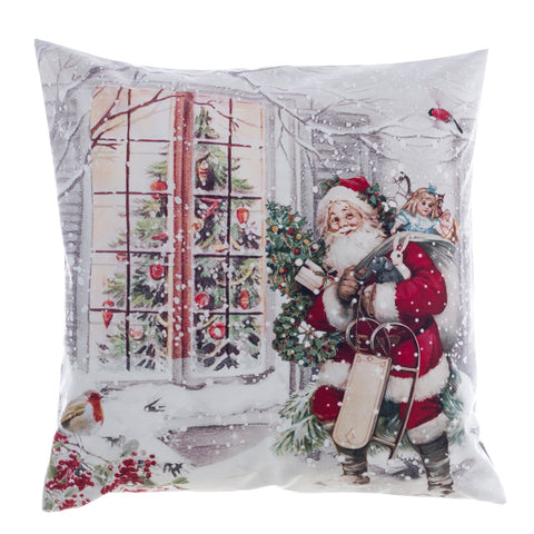 Coussin de Noël Blanc Mariclò avec Père Noël 45x45 cm