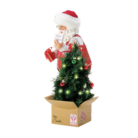 Department 56 Statuina Babbo Natale con albero e luci led 23x15.5xH27 cm