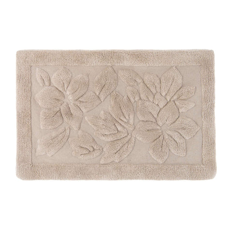 Blanc Mariclò Tappeto bagno in cotone beige con fiori "Sogni in Fiore" 50x80 cm