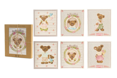 Nuvole di Stoffa Set 6 spugnette da cucina in cellulosa con orsetti "Sweet Bear" 17.2x19.4 cm - Angelica Home Stabia
