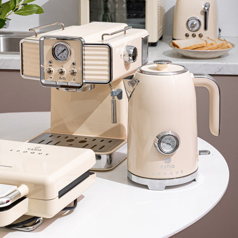Estia Home Bollitore elettrico in acciaio crema "Epoque" 2200w 1.7lt