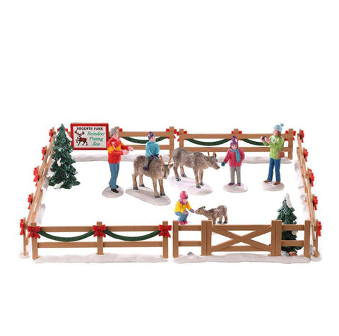 LEMAX Scène de Noël "Zoo pour enfants de rennes" en polyrésine H6,8 x 24,5 x 24,5 cm