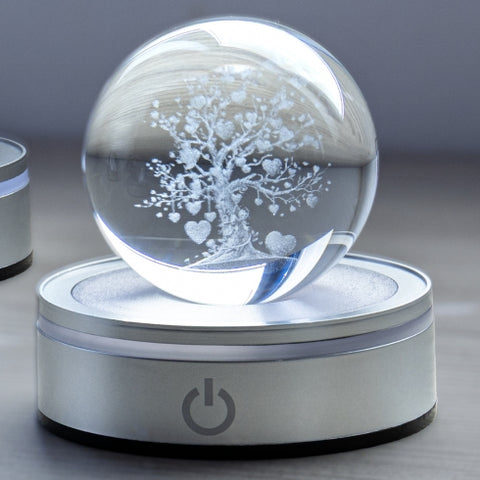 Boule de cristal Hervit Crystal Planet Arbre de Vie, dessin 3D, diamètre 6 cm