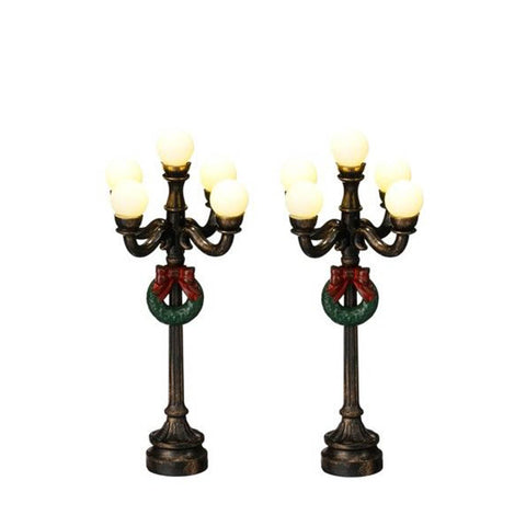 Set 2 Lampioni decorativi in resina luci led 4x4xh11 cm