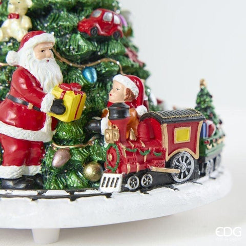 EDG Enzo de Gasperi Carillon albero di natale con trenino decoro natalizio poliresina D15,5 H17 cm