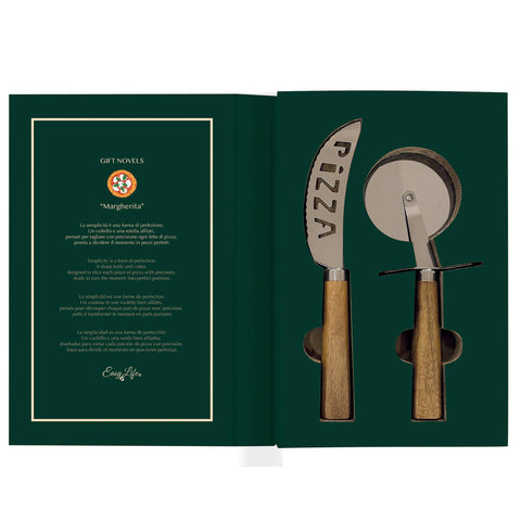 Easy life Idea Regalo Coltello + Tagliapizza in box "Gift Novels"