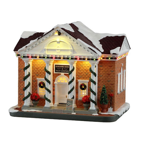 LEMAX LED illuminated building "Berkshire Bank &amp; Trust Company" in polyresin H17.2 x 22.4 x 15.4 cm