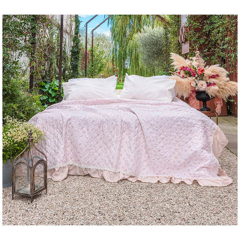 L'Atelier 17 Single spring quilt with "Poesia" flounce Shabby Chic 180x260 cm