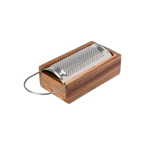 Estia Home Grattugia in acciaio inox + contenitore in legno "Allure" 22x6.5xH9 cm