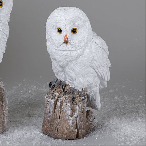 Formano Christmas figurine Owl in artificial stone on trunk 14xH23 cm