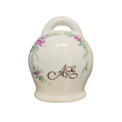 SHARON Porcelain bell with roses made in Italy H9xD7 cm