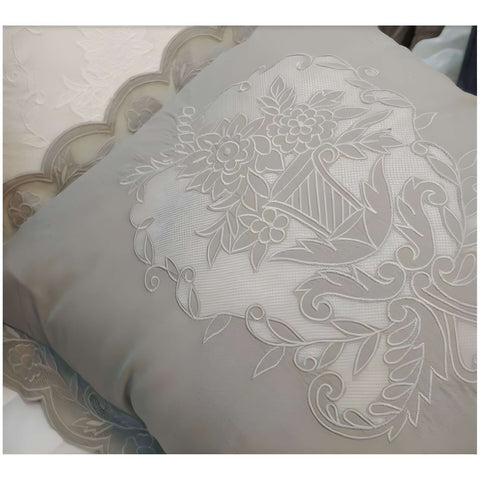 Mia per te Cuscino arredo in misto lino tortora con rouches "Fedra" 45x45 cm