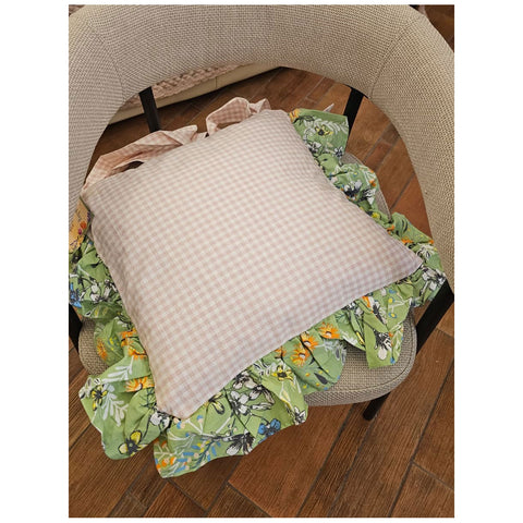 L'Atelier 17 Cuscino sedia a quadretti con gala "Dolly" 40x40 cm 4 varianti(1 unità)