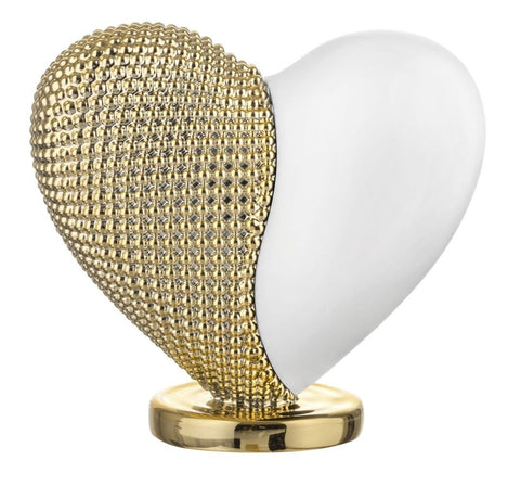 Bongelli Preziosi Large White/Gold Heart Figurine, Made in Italy, 19x18 cm