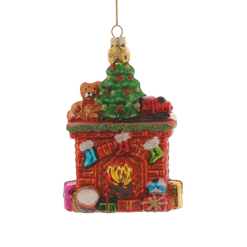 Cheminée de Noël Vetur Decoro en verre avec décorations 14 cm