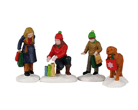 LEMAX Set 4 Personaggi "Festive Holiday Shoppers" in resina H5.1 cm