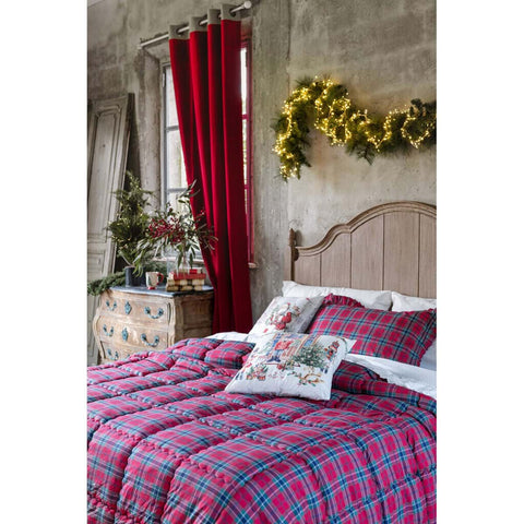 Blanc Mariclò Trapunta matrimoniale natalizia in tartan scozzese rosso "Montana Red" 260x260 cm