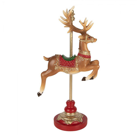 Clayre & Eef Statuette de renne décorative de Noël en résine marron 18x10x35 cm