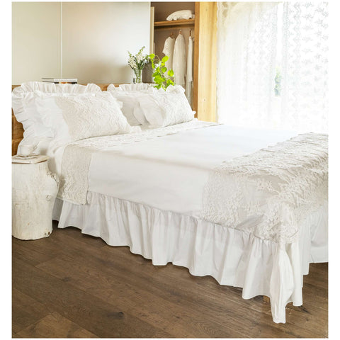 Chez Moi Copriletto matrimoniale in puro lino e pizzo + 2 federe "Simposio" 270x270 cm