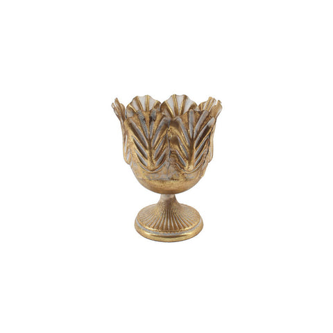 L'arte di Nacchi Alzatina decorativa in metallo oro con foglie 26x26xH30 cm