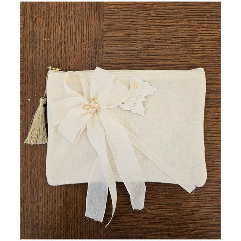 Fiori di Lena Pochette artigianale con applicazione farfalla 20x15 cm 4 varianti(1 unità) - Angelica Home Stabia