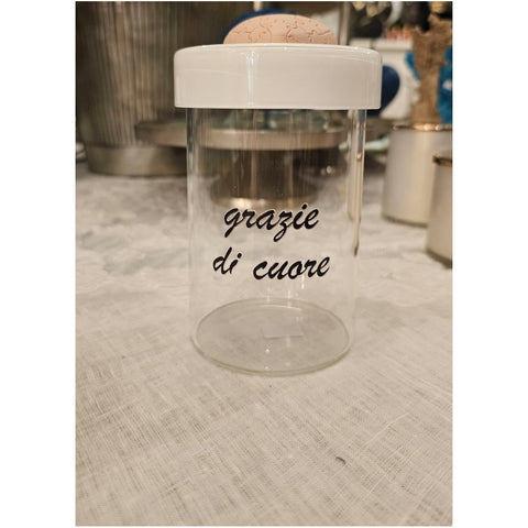 Chiaraela Cilindro alto con dedica e Cuore puzzle cipria D7xH14.5 cm