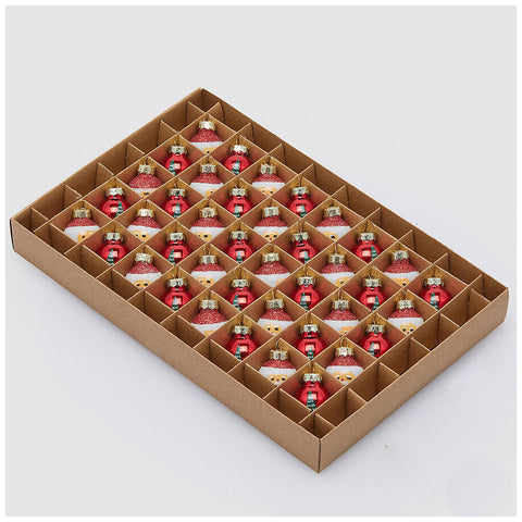 EDG Pack de 40 Mini Boules de Noël en Verre Rouge D2 cm