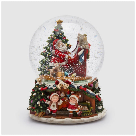 EDG Enzo De Gasperi Palla di vetro Babbo Natale luce Led D16xH21 cm