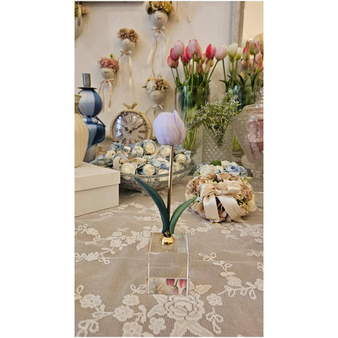 Chiaraela Pianta Tulipano Decorativa su cubo "Giardino" 5x5xH18 cm 12 varianti(1 unità)