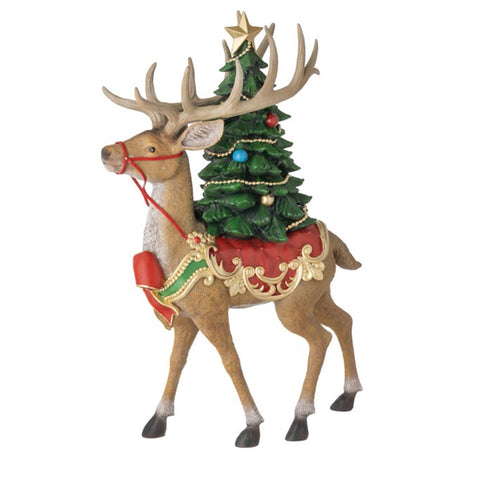 L'arte di Nacchi Statuina Renna con albero di natale in resina 26x12xH44 cm