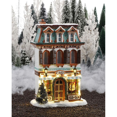 Luville Bâtiment de Noël illuminé Bar Café "Schneewald" 17x10xH26 cm