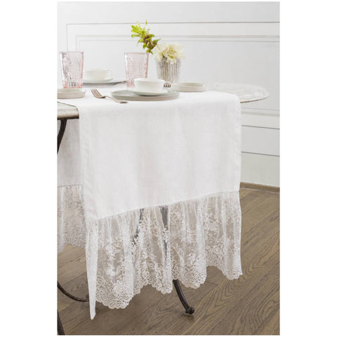 Chez Moi Runner in lino e pizzo, Made in italy "Provenzale" 50x160 cm