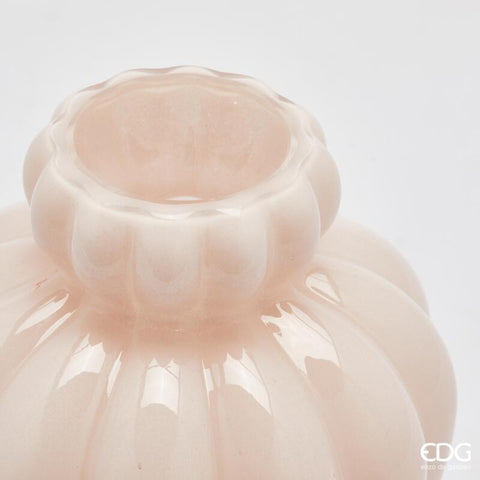 Edg Enzo de Gasperi Vaso Chignon in vetro rosa da interno D16xH20 cm - Angelica Home Stabia