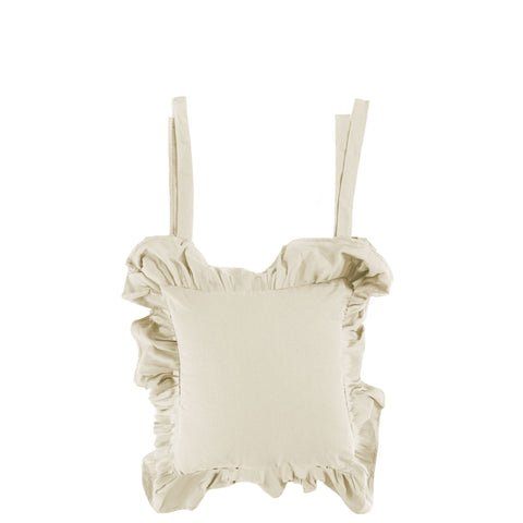 Clodette Lot de 2 coussins de chaise à volants "Daily Panama" 42x42+16 cm