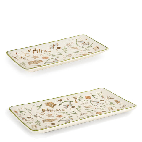 Cloth Clouds Set of two Christmas trays "Memories" 18x9.3/22x12 cm