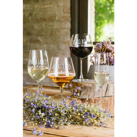 Nuvole di Stoffa Set of 2 glass wine glasses with dedication "White Wine" 597 ml