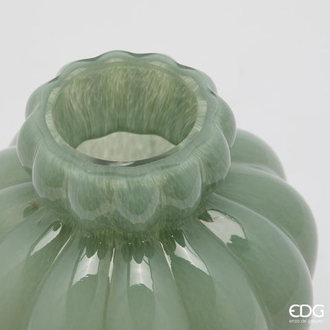 Edg Enzo de Gasperi Vaso Chignon in vetro verde salvia da interno D22xH28 cm - Angelica Home Stabia